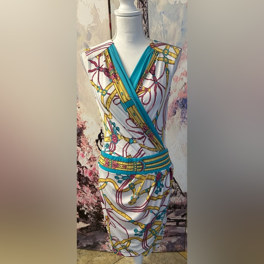 Cache - Flattering Wrap Front Drop Waist Dress. Size S